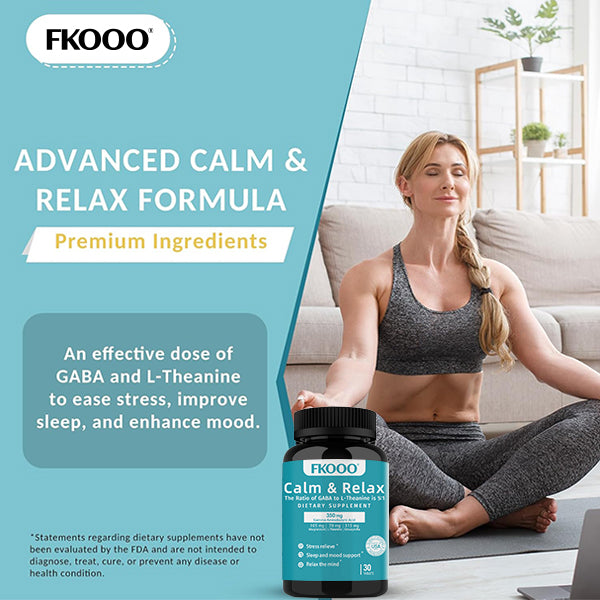 FKOOO Ashwagandha Stress Anxiety Relief Tablets ,Calm & Relax Support with GABA L-Theanine Ashwagandha, Magnesium, Tryptophan