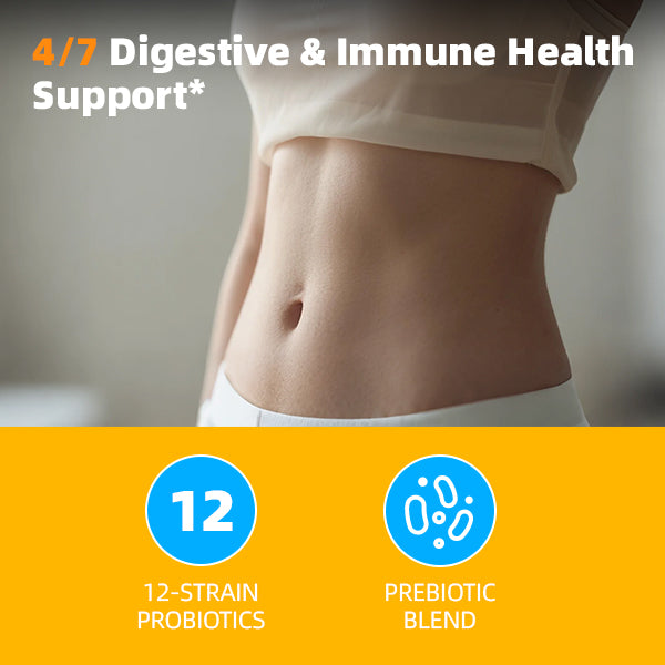 FKOOO Probiotics for gut health 60 Billion CFU 10 Strains, Multi Veggie Capsules, All-Natural Plants, Stomach Acid Resistant, Digestive Support