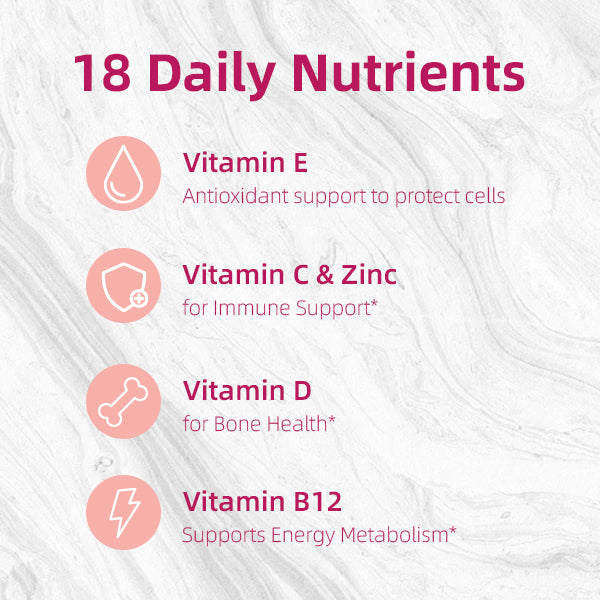 FKOOO Women's Multivitamin Gummies - Daily Hair, Skin & Nails Support for Women 18+ - Delicious Berry Flavor - With Biotin, Collagen & Vitamin E