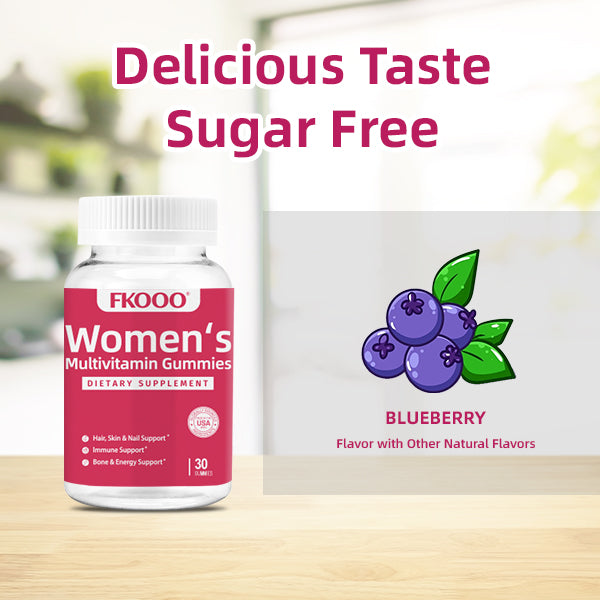 FKOOO Women's Multivitamin Gummies - Daily Hair, Skin & Nails Support for Women 18+ - Delicious Berry Flavor - With Biotin, Collagen & Vitamin E