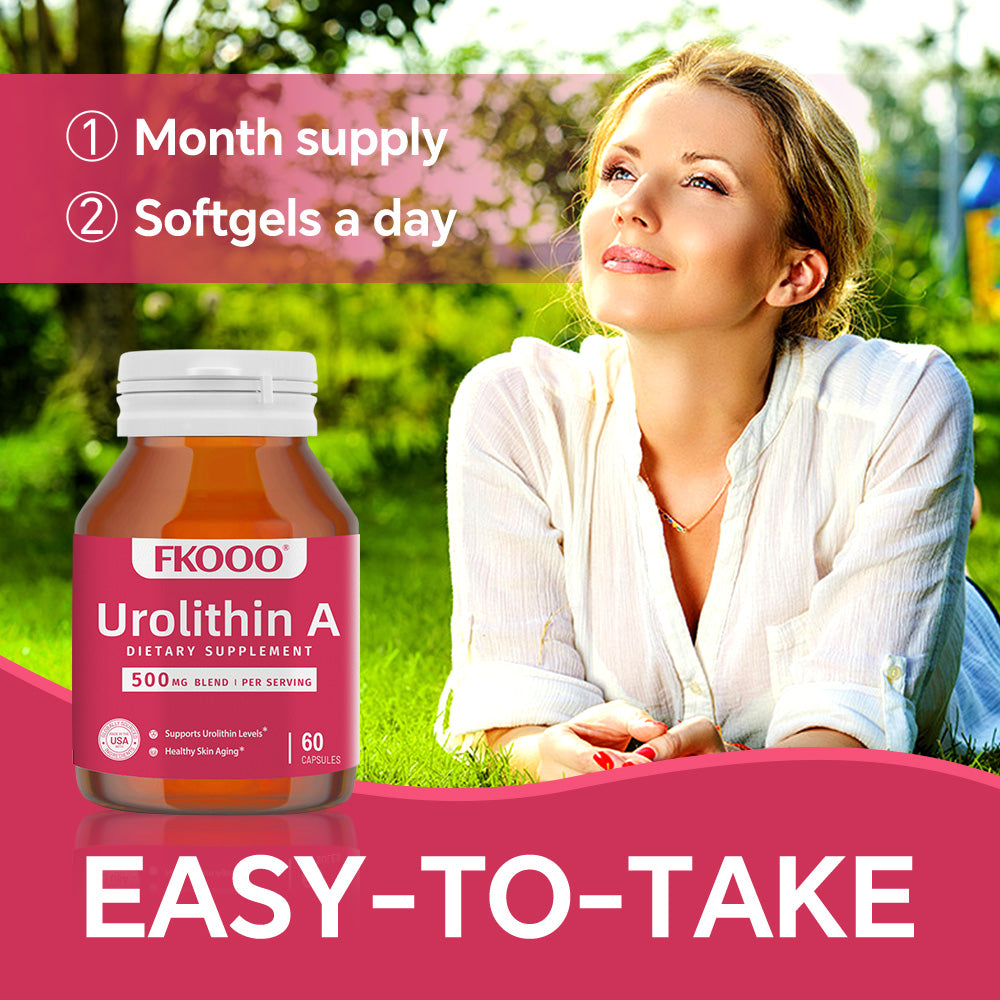FKOOO Urolithin A 500mg - Premium Cellular Cleanse Supplement - Supports Brain & Muscle Function - Delayed-Release Capsules for Maximum Absorption