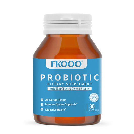 FKOOO Probiotics for gut health 60 Billion CFU 10 Strains, Multi Veggie Capsules, All-Natural Plants, Stomach Acid Resistant, Digestive Support