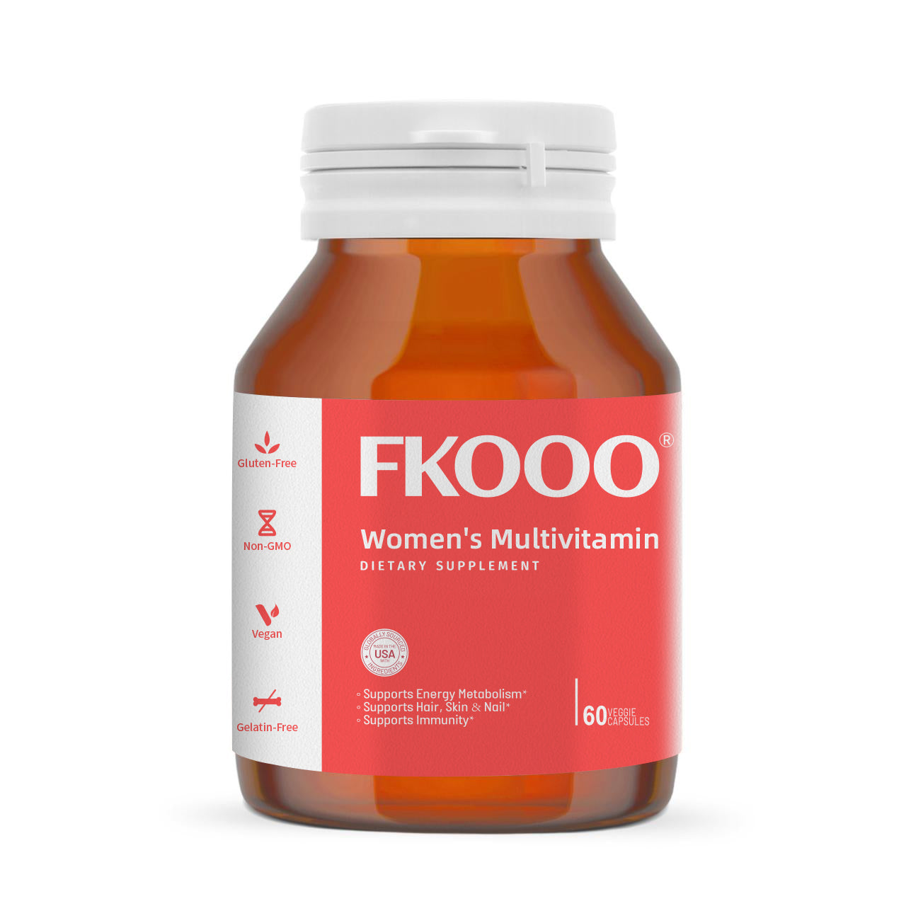 FKOOO Multivitamin for Women - Hormone Balance & Skin Glow Supplement- 60 Tablets with Quercetin, vitamin C, vitamin E, keratin peptide - Anti-aging Skin support, rejuvenating, Immune system support Hair nutrition nourishes your hair