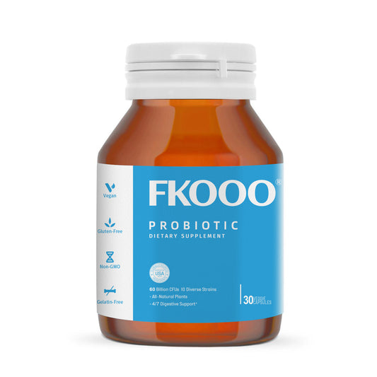 FKOOO Probiotics for gut health 60 Billion CFU 10 Strains, Multi Veggie Capsules, All-Natural Plants, Stomach Acid Resistant, Digestive Support
